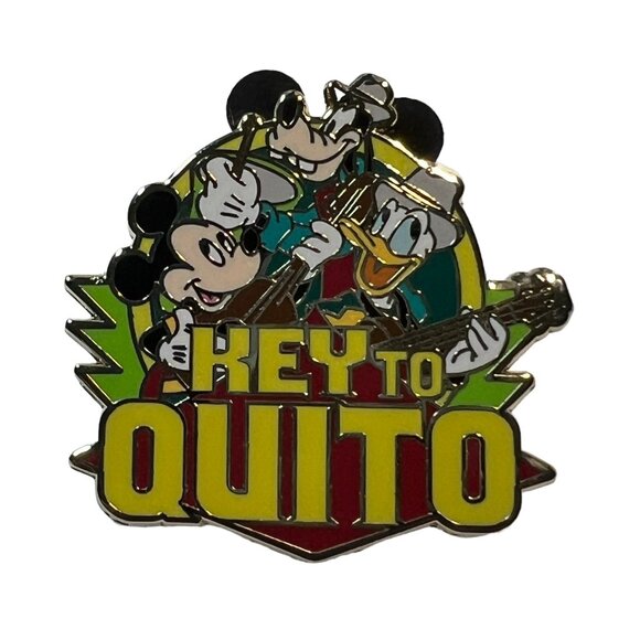 Vintage Disney Adventures Pin Key to Quito Mickey Mouse Goofy Donald Duck - Picture 7 of 8